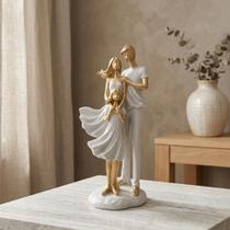 Escultura Família Pai Mãe Filha Efeito Granito Cinza Moderno Luxo AVB DECOR Escultura Família Pai Mãe Filha Efeito Granito Cinza Moderno Luxo AVB DECOR