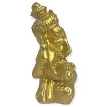 Escultura Ganesh Meditando Indiano 6 Cm Dourado Em Resina