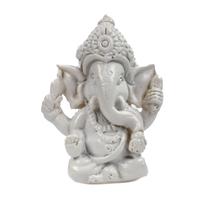 Escultura Ganesh Meditando Sentado 5 cm Branco em Resina Escultura Ganesh Meditando Sentado 5 cm Branco em Resina