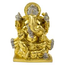 Escultura Ganesh Sentado 11 cm Dourado em Resina Escultura Ganesh Sentado 11 cm Dourado em Resina
