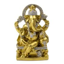 Escultura Ganesha Arco 14cm Dourado Prosperidade Resina
