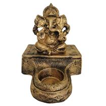Escultura Ganesha Base Castiçal :13 cm Presente e Decoração