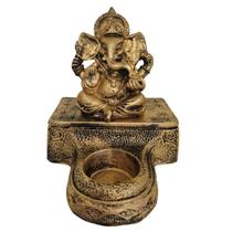 Escultura Ganesha Base Castiçal :13 Cm Presente E Decoração