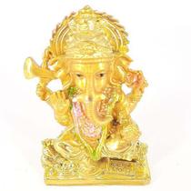 Escultura Ganesha Dourado No Portal 9Cm