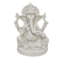 Escultura Ganesha M Branco em Po de Marmore 15cm Escultura Ganesha M Branco em Po de Marmore 15cm