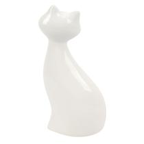 Escultura Gatinho Hale Enfeite Decoração Casa Sala Escritório Cerâmica Pequeno Branco DEE02011 - Wincy