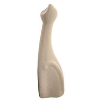ESCULTURA GATO EM CERAMICA CINZA TEXTURA ARENOSA MART 30cm