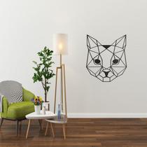 Escultura Gato Geometrico Mdf Decoração enfeite parede preto sala quarto ambiente