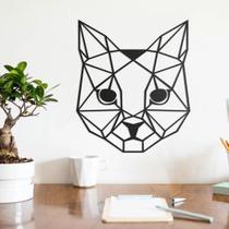 Escultura Gato Geometrico Mdf Decoração enfeite parede preto sala quarto ambiente