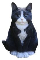Escultura Gato Sentado Hi-Line Gift Ltd Negra y Blanca de Poli-resina