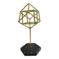 Escultura Geométrica enfeite em Metal Dourada - Artesanatos Iracema