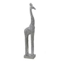 Escultura girafa decorativa rustica prata p Escultura girafa decorativa rustica prata p