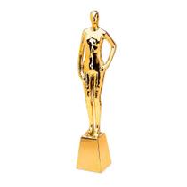 Escultura Homem Em Pé em Cerâmica Dourado - Decorafast MT