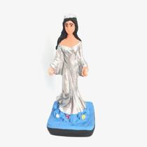 Escultura Iemanjá umbanda 11 cm manto prata resina