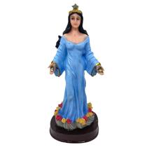 Escultura Iemanjá Umbanda Manto ul Claro 15 Cm Em Resina