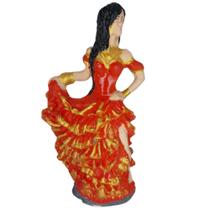 Escultura Imagem Cigana a Batizar vestido vermelho 20cm Gesso - Nacional