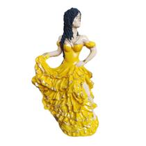 Escultura Imagem Cigana Vestido Amarelo - 25cm - Gesso