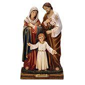 Escultura Imagem Santa Sagrada Família Maria Menino Jesus José Decorativa Resina Casa Sala Quarto Mesa Escritório Altar Presente Rack Estante Aparador