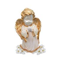 Escultura Imagem Santo Anjo Da Guarda Bebe Branco Perola