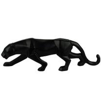 Escultura Jaguar Decorativo Geométrico Preto Opaco - 13x44x8cm - Escultura de Luxo Exclusiva de Design Clássico - Decorativa de Design Único!