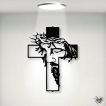 Escultura Jesus, Cruz Em Mdf De 6mm De 50cm - Preto Escultura Jesus, Cruz Em Mdf De 6mm De 50cm - Preto