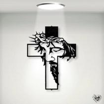 Escultura Jesus, Cruz Em Mdf preto De 6mm De 50cm
