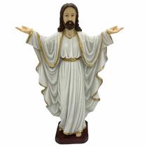 Escultura Jesus Oxalá braços abertos palmas p/ cima 29 cm em resina Escultura Jesus Oxalá braços abertos palmas p/ cima 29 cm em resina