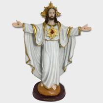 Escultura Jesus Oxalá Bran Dour Braços Abertos 30 cm Resina