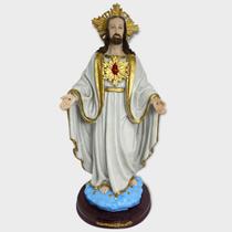 Escultura Jesus Oxala branco e dourado bençoando 30 cm Branco Escultura Jesus Oxala branco e dourado bençoando 30 cm Branco