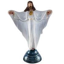 Escultura Jesus Oxalá Umbanda Braços Abertos Branco 21 Cm Em