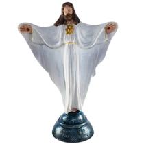 Escultura Jesus Oxalá Umbanda Braços Abertos Branco 21 Cm Em