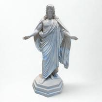 Escultura Jesus Oxalá Vintage Branco e Azul 23,5 cm Resina Escultura Jesus Oxalá Vintage Branco e Azul 23,5 cm Resina