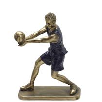 Escultura jogador de volei em resina azul marinho/dour 23cm - Espressione