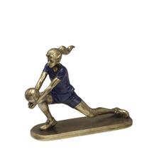 Escultura jogadora de volei em resina azul marinho/dour 17cm - Espressione