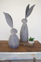 Escultura KALALOU CHE1213 Conejo de Piedra Artificial con Orejas Altas de 23 cm