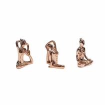 Escultura Kit 3 Mulher Yoga Em Cerâmica Rose Gold