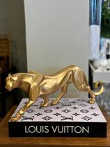 Escultura leopardo caminhando 45x15cm Escultura leopardo caminhando 45x15cm