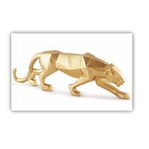 Escultura Leopardo Dourado em Poliresina 18 x 61 x 9,5cm - Mart