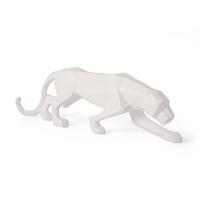 Escultura Leopardo em Poliresina Branco 18x61x9,5cm