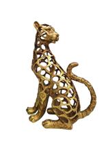 Escultura Leopardo em Resina Ouro Velho Vazada 33cm -Espressione Escultura Leopardo em Resina Ouro Velho Vazada 33cm -Espressione