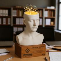 Escultura "Luz da Consciência" - Simboliza o poder da mente criativa, com fios de luz representando uma rede neural iluminada Escultura "Luz da Consciência" - Simboliza o poder da mente criativa, com fios de luz representando uma rede neural iluminada