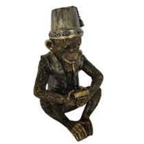 Escultura Macaco em Resina Bronze e Ouro Envelhecido