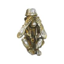 Escultura Macaco Resina Prata Envelhecido Luxo Escultura Macaco Resina Prata Envelhecido Luxo