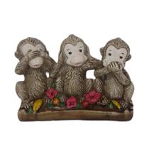Escultura macacos da sabedoria não vejo não falo não escuto. Enfeite decorativo trio de macacos . - Noah criativa gesso&arte