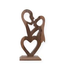 Escultura Madeira Recuperada: Abstrato, Casal, Beijo (CC76)