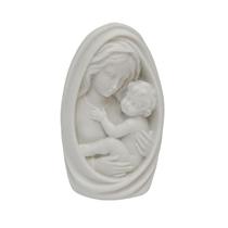 Escultura Mae Maria com Jesus Branco em Po de Marmore 9,5cm Escultura Mae Maria com Jesus Branco em Po de Marmore 9,5cm
