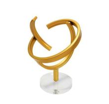 Escultura Maior Abstrato Metal dourado Base Acrilico Luxo
