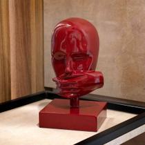 Escultura Mascara Rosto Silêncio Em Cerâmica Vermelho Ocre 25cm B02 - D'Rossi Escultura Mascara Rosto Silêncio Em Cerâmica Vermelho Ocre 25cm B02 - D'Rossi