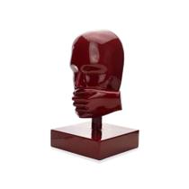 Escultura Mascara Rosto Silêncio Em Cerâmica Vermelho Ocre 25x15 Cm - D'rossi Escultura Mascara Rosto Silêncio Em Cerâmica Vermelho Ocre 25x15 Cm - D'rossi