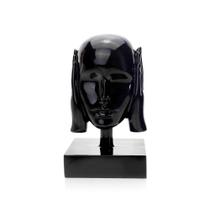 Escultura Máscara Rosto Surdo Em Cerâmica Preto 25x15 Cm - D'rossi Escultura Máscara Rosto Surdo Em Cerâmica Preto 25x15 Cm - D'rossi